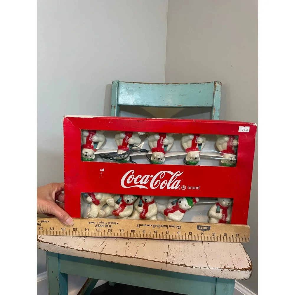 Vintage Coca-Cola Polar Bear Christmas Lights‎ 10 Light Set Indoor Outdoor 1998